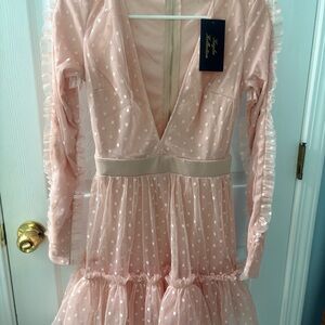 Pink Polka Dot Ruffle Dress